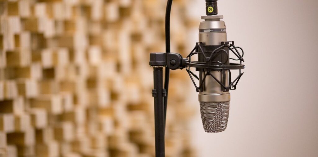 Peterborough radio stations with mic in Lindsay, ON Peterborough radio station microphone in Lindsay, Ontario, Canada